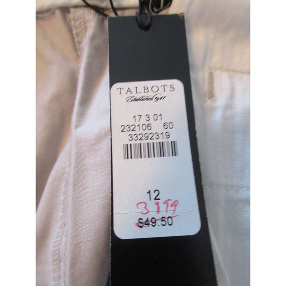TALBOTS Womens Size 12 Khaki Beige Cotton Blend Flat Front Bermuda Shorts NWT - Picture 7 of 10